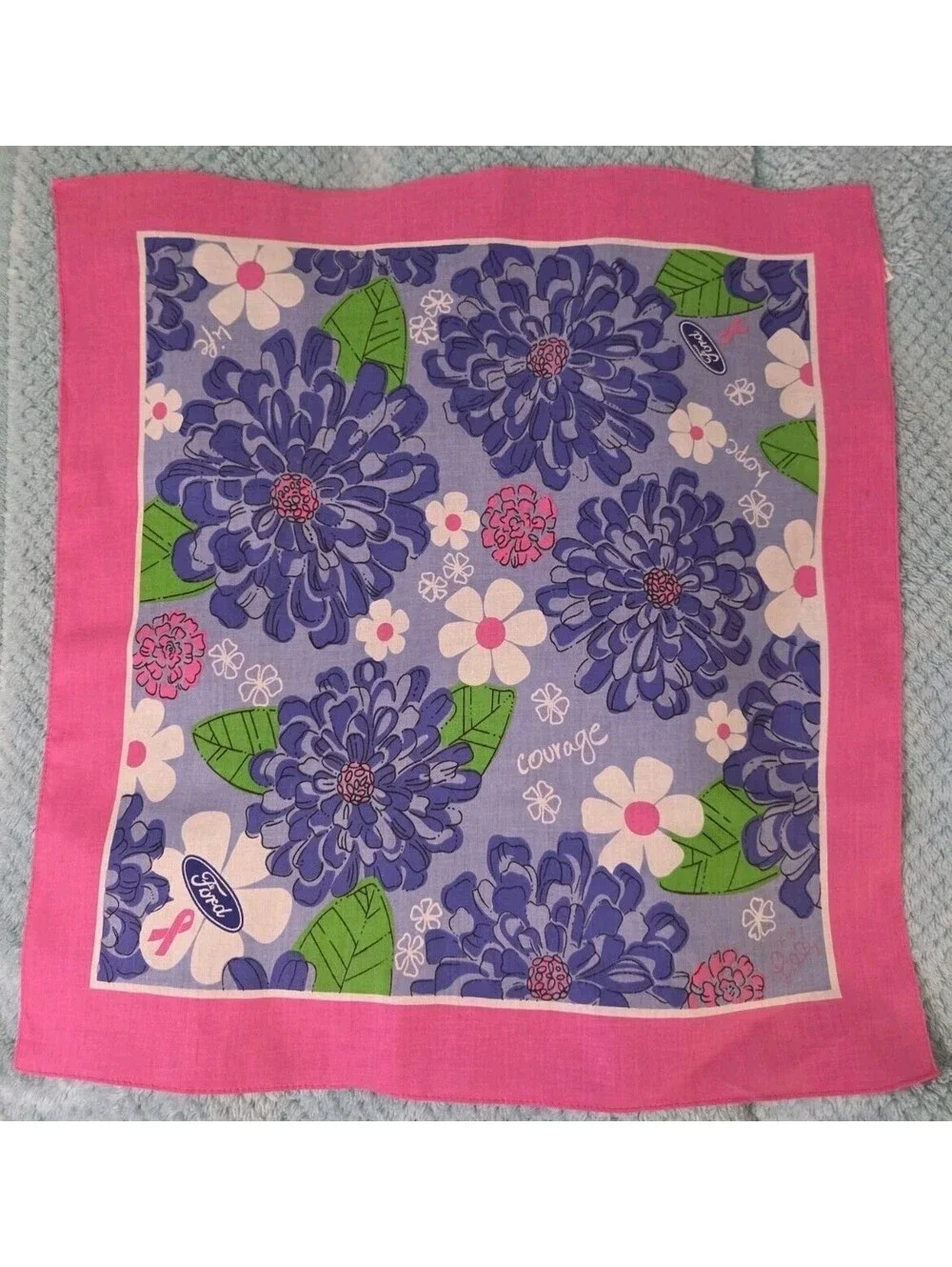 Lilly Pulitzer & Ford Breast Cancer Awareness Floral Scarf 22 X 21.5